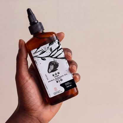 Huile de Massage Comestible Bio - Goût Fraise