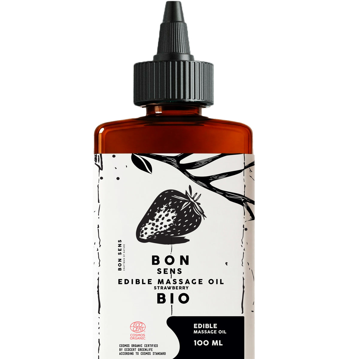 Huile de Massage Comestible Bio - Goût Fraise