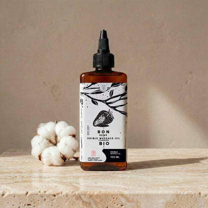 Huile de Massage Comestible Bio - Goût Fraise